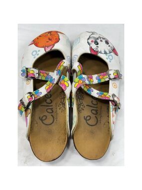 Calceo Handmade cat PATTERNED CLOGS Mules Size 9.5